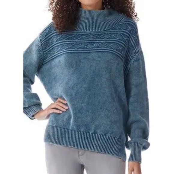 NWT Jones NY Mock Neck Sweater 3X indigo wash blue plus size - Picture 11 of 11